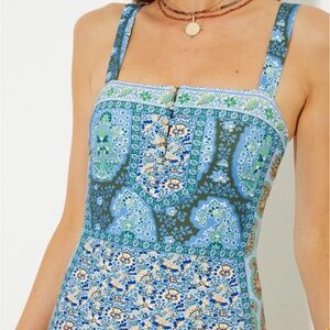 BOTEH Onda Zoe One-piece Swimsuit Blue Patchwork Boho Swimsuit Medium Vacay